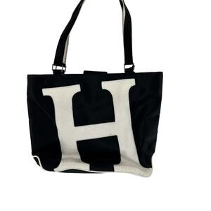 The Sak Women's Black Canvas Tote Bag with White "H" Initial